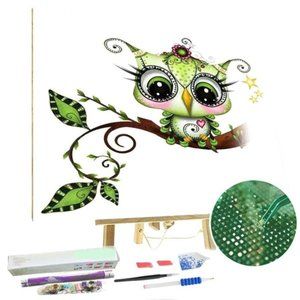 Paint by Diamonds Kit Green Owl 5D